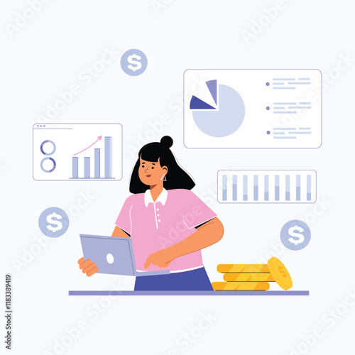 Sales analytics illustrated for insights and data-driven business strategies.