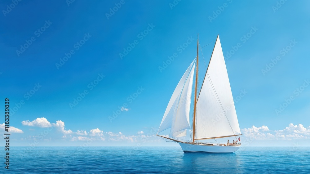 Obraz premium Vibrant Sunny Day Over Open Sea: A Stunning Wide Angle View of Endless Blue Horizons