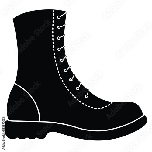 A basic boot shape with a flat sole and lace details, vector design.