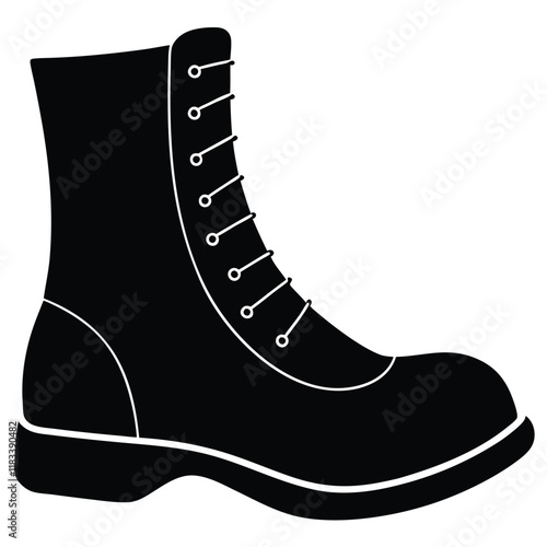 A basic boot shape with a flat sole and lace details, vector design.