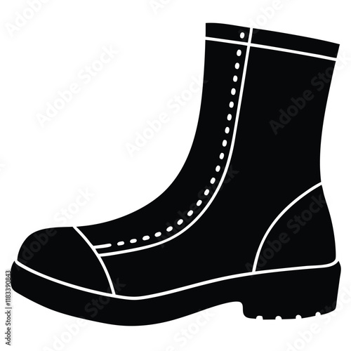 A basic boot shape with a flat sole and lace details, vector design.