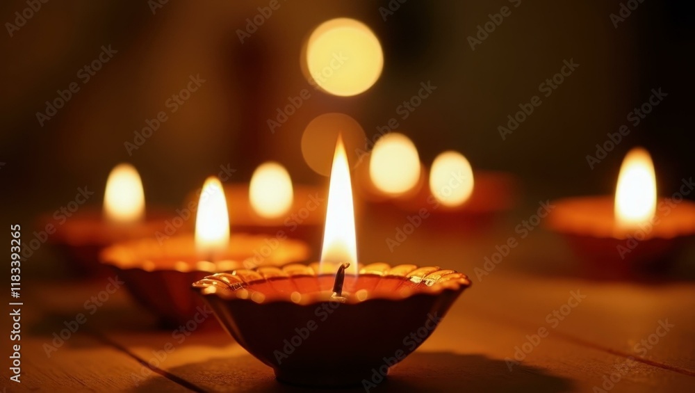 Close-up perfumed oil lamps being filled and readied for lighting Smiling Middle Eastern family lighting candles for Diwali Close-up perfumed oil lamps being filled and readied for lighting Smiling Middle Eastern family lighting candles for Diwali