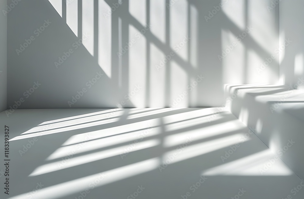 Obraz premium Light gray abstract background with shadows from the window