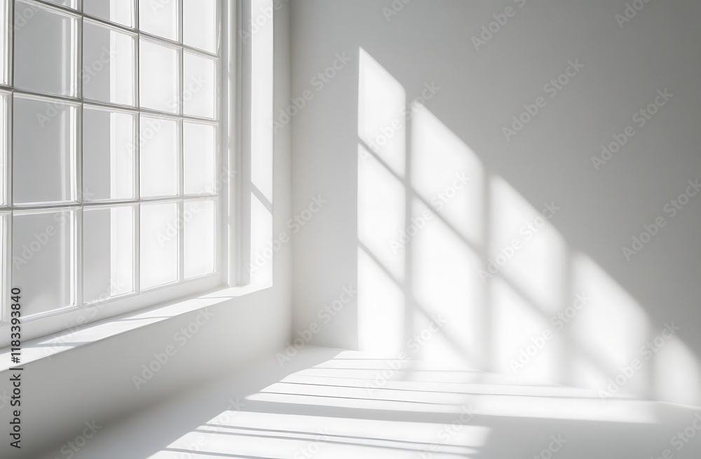 Obraz premium Light gray abstract background with shadows from the window
