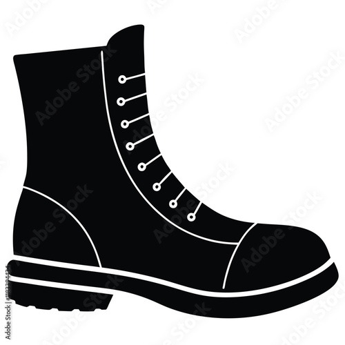 A basic boot shape with a flat sole and lace details, vector design.