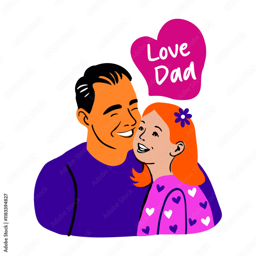 Daughter and dad love, flat style sticker Daughter and dad love, flat style sticker