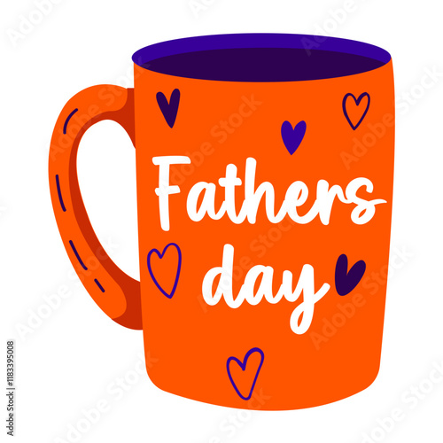Father mug flat style sticker