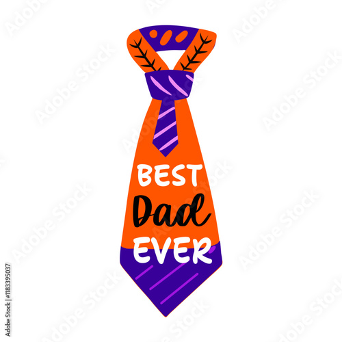 Father tie with best dad ever typography, flat sticker