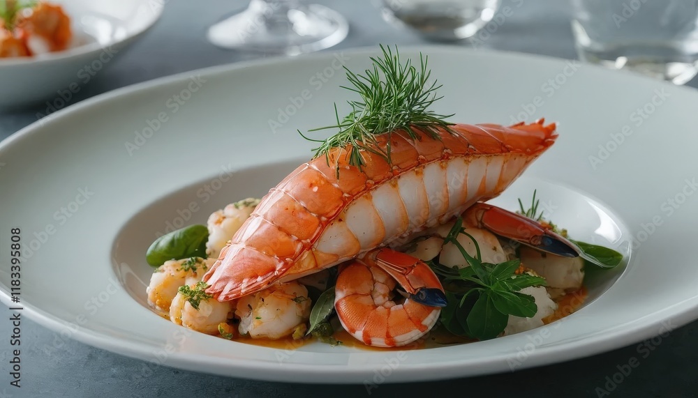 Exquisite Seafood Dish with Lobster and Shrimp Exquisite Seafood Dish with Lobster and Shrimp