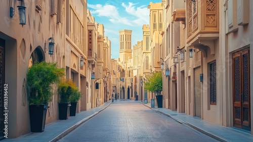 Fototapeta Naklejka Na Ścianę i Meble -  Al Fahidi Historical District with traditional Emirati architecture,