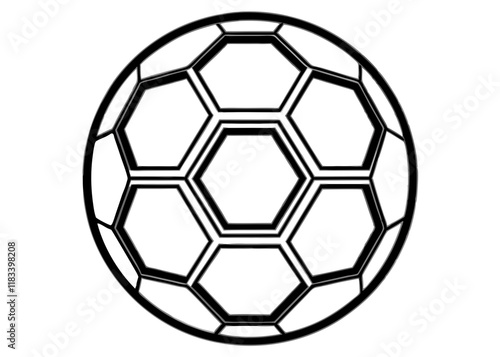 soccer ball, simple black and white illustration, geometric pattern, hexagons and pentagons, iconic sports equipment, minimalist design, clean lines, spherical shape, classic football, vector graphic 