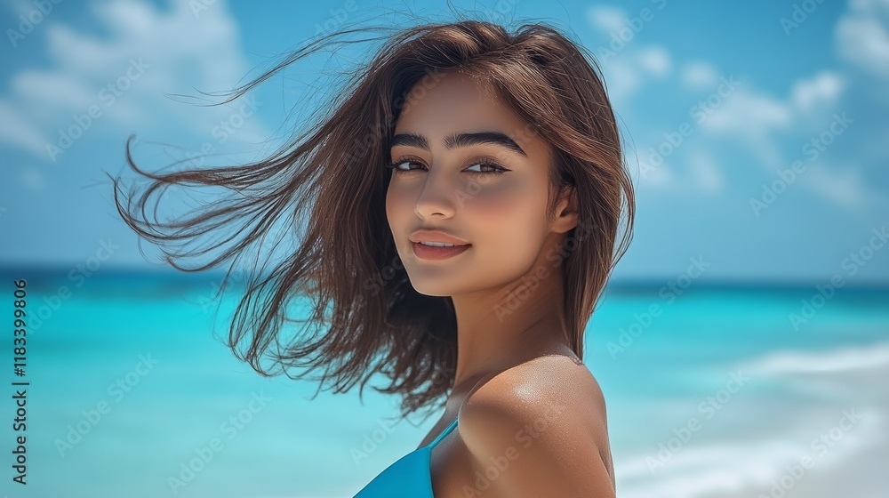 An extremely beautiful and attractive woman on the beach An extremely beautiful and attractive woman on the beach