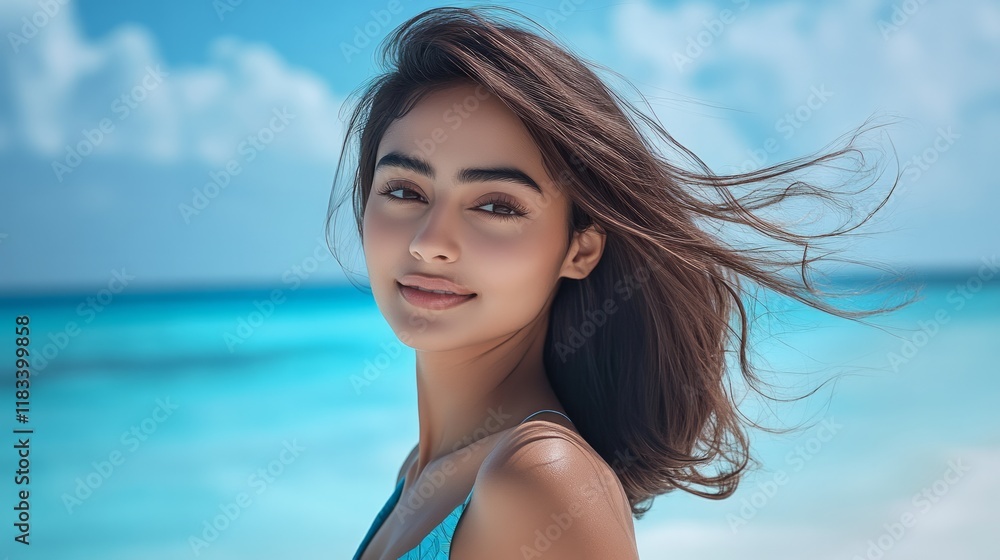 An extremely beautiful and attractive woman on the beach An extremely beautiful and attractive woman on the beach