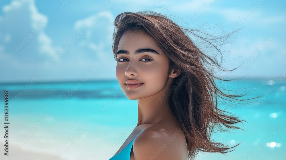An extremely beautiful and attractive woman on the beach An extremely beautiful and attractive woman on the beach
