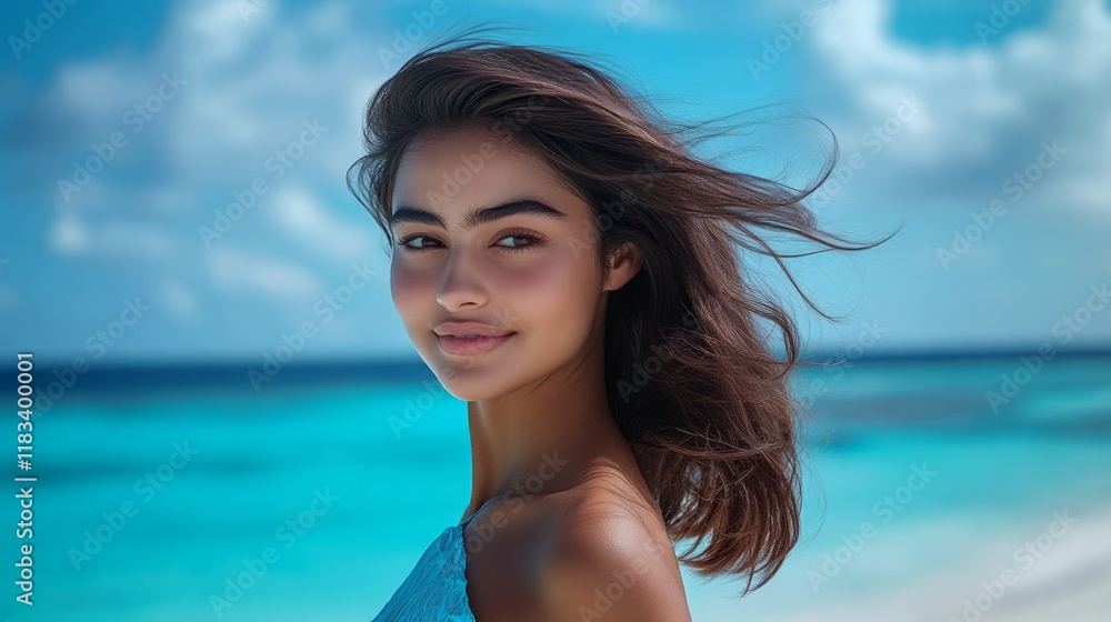An extremely beautiful and attractive woman on the beach An extremely beautiful and attractive woman on the beach