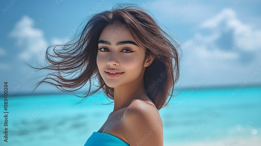 An extremely beautiful and attractive woman on the beach An extremely beautiful and attractive woman on the beach