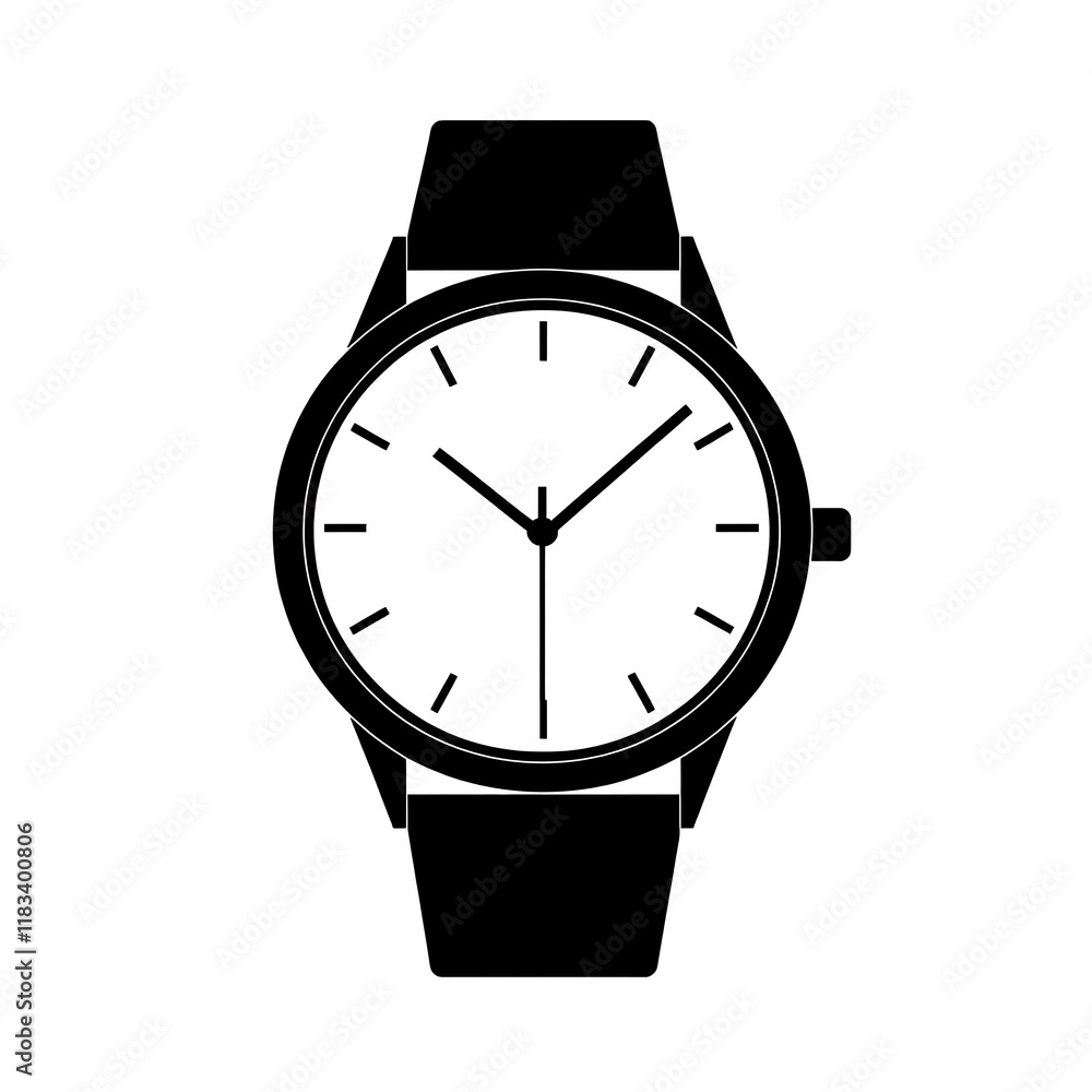 Simple black and white wristwatch icon. Simple black and white wristwatch icon.