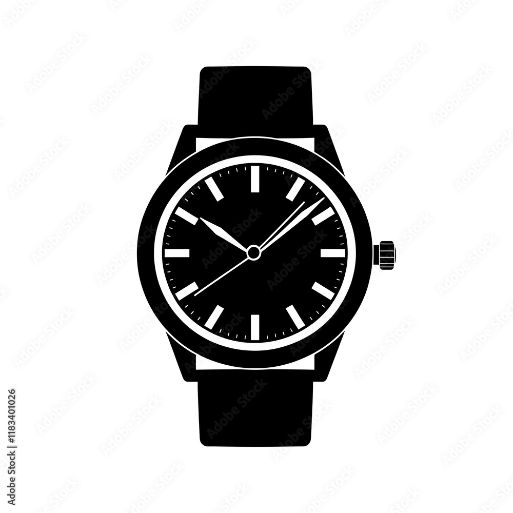 Simple black and white wristwatch icon. Simple black and white wristwatch icon.