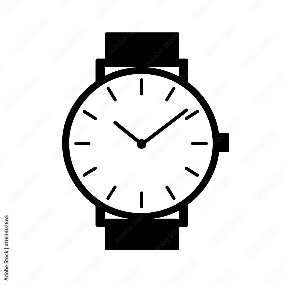 Simple black and white wristwatch icon. Simple black and white wristwatch icon.
