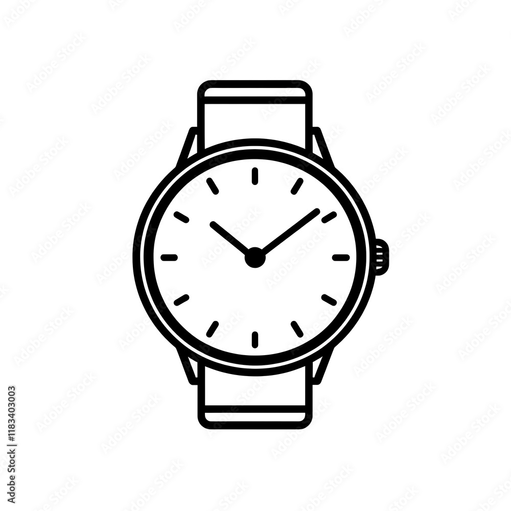 Simple black and white wristwatch icon. Simple black and white wristwatch icon.