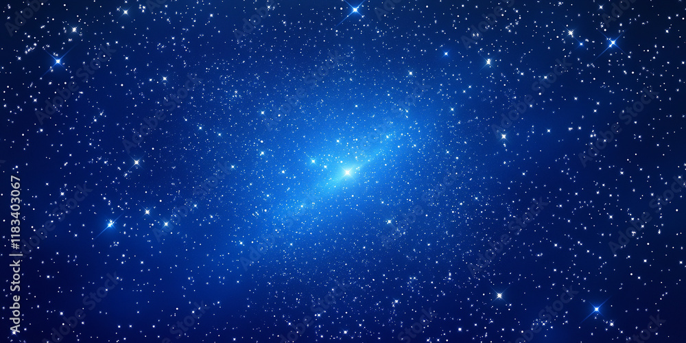 Fototapeta premium The image depicts a starry night sky with a bright blue and white color scheme