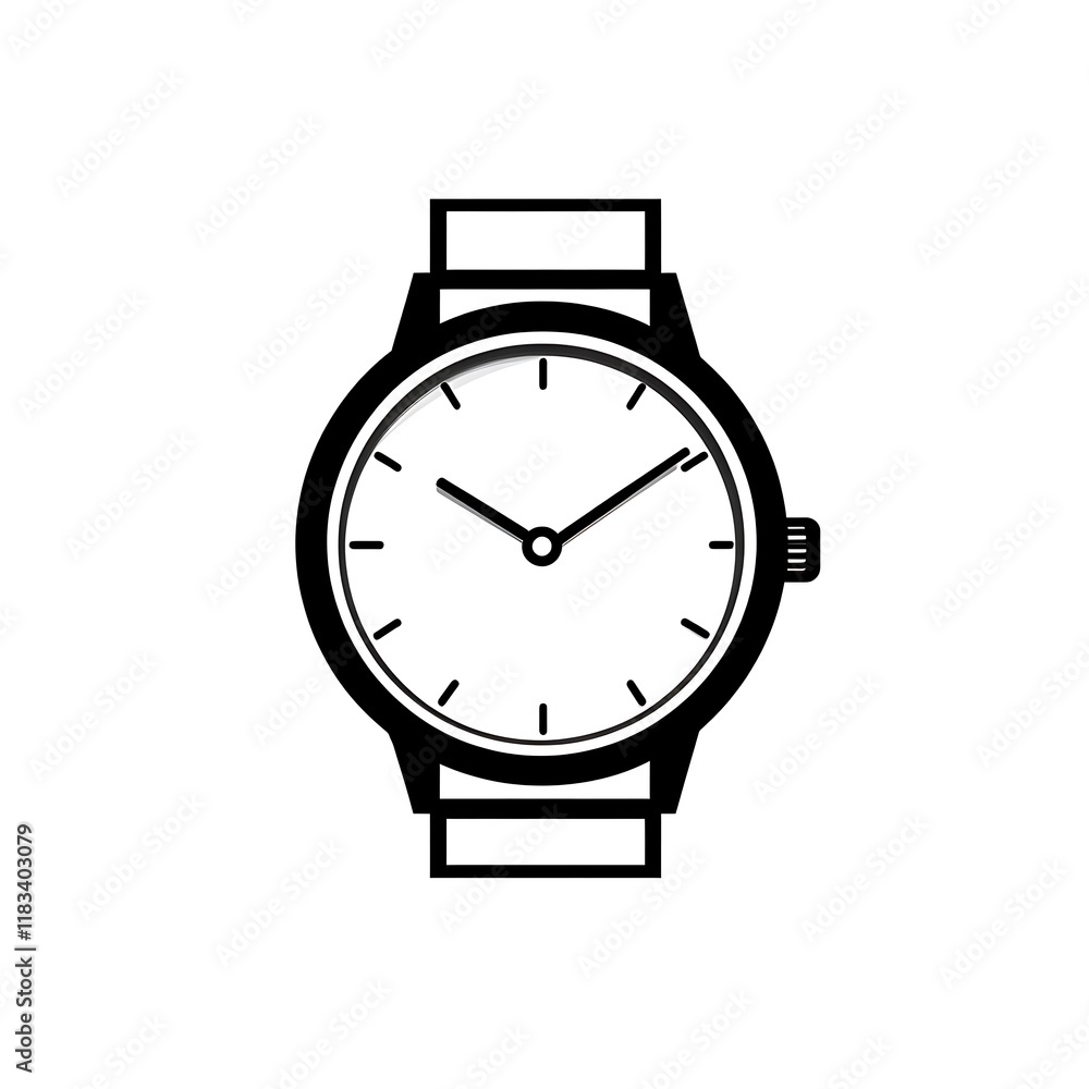 Simple black and white wristwatch icon. Simple black and white wristwatch icon.