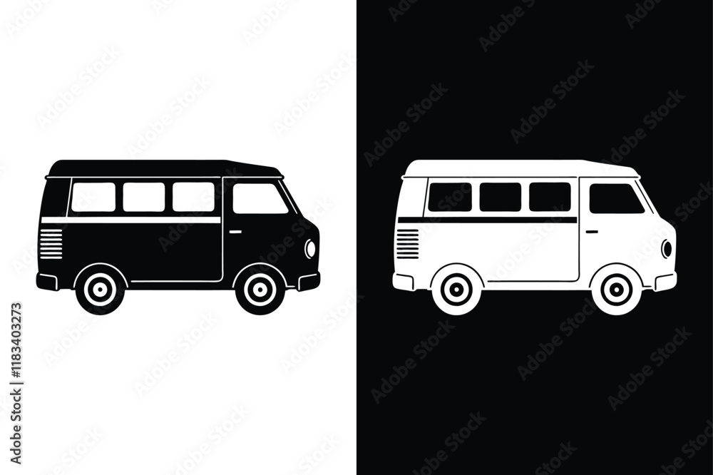 Stylish Delivery Bus Icon. Perfect for Logistics and Transport Stylish Delivery Bus Icon. Perfect for Logistics and Transport
