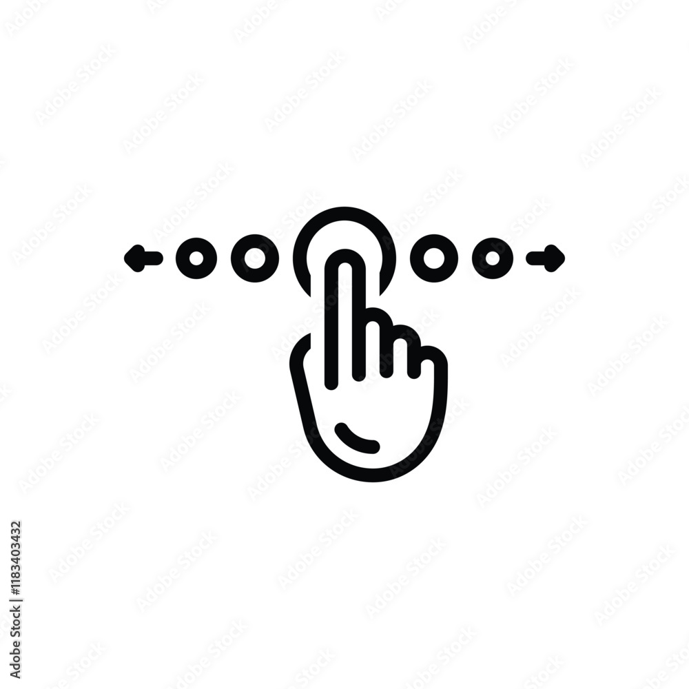 Black line icon for slide gesture Black line icon for slide gesture