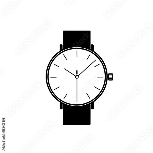 Simple black and white wristwatch icon.