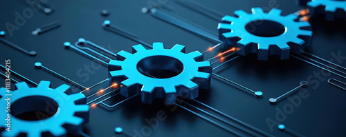 Close-up of blue gears symbolizing automation and digital transformation.