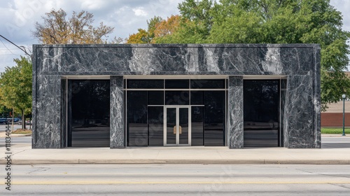 Glossy gray marble slab with intricate veins, polished and reflective 