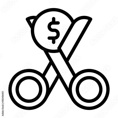 Expense Cut Vector Line Icon Design