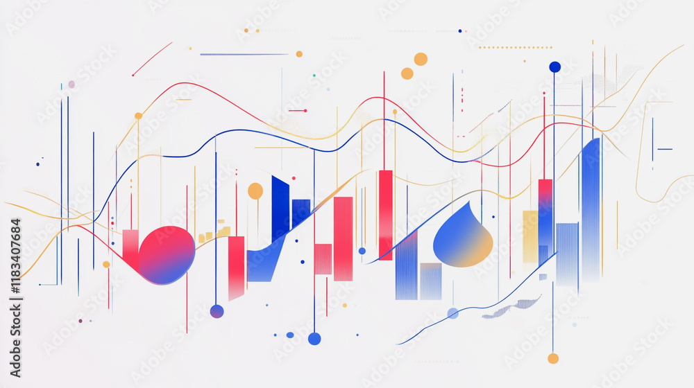 Obraz premium Abstract white background with Colorful charts and graphs with statistics to innovative analyze business potential and forecast future development of companies growth.