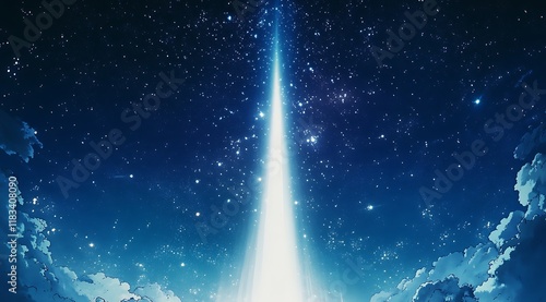 Wallpaper Mural A white beam of light shines down on the dark blue sky abstract background Torontodigital.ca