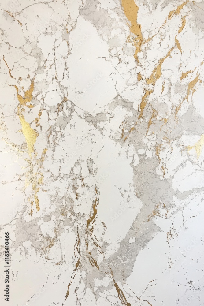 Obraz premium Luxurious White Marble Texture Background with Golden Metallic Veins and Gray Details