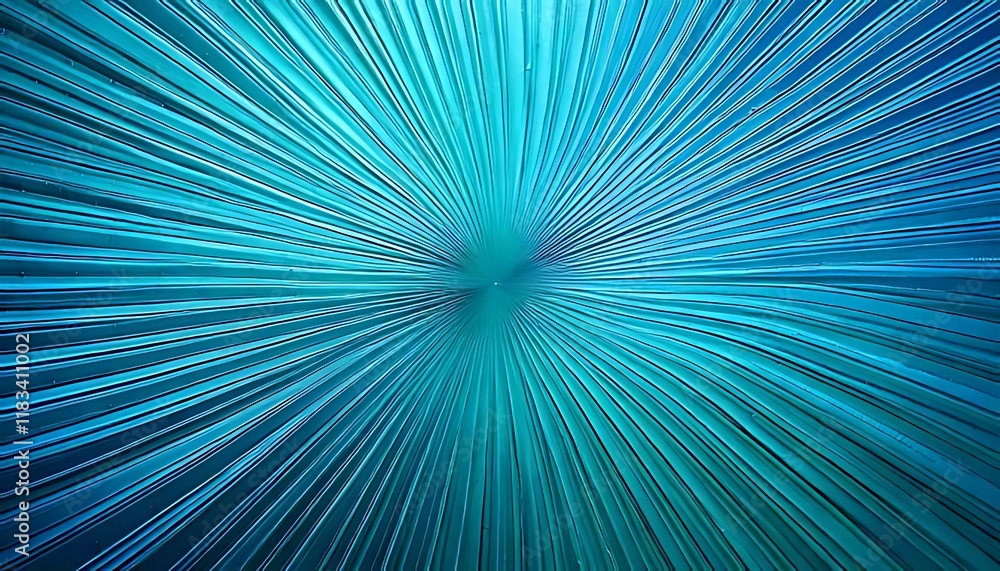 Obraz premium Vivid teal lines radiate outwards from a central point, creating a dynamic pattern.