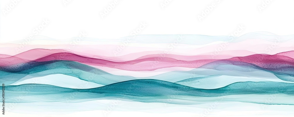 Obraz premium Watercolor abstract background idea. Colorful abstract waves create a serene and calming design perfect for backgrounds.