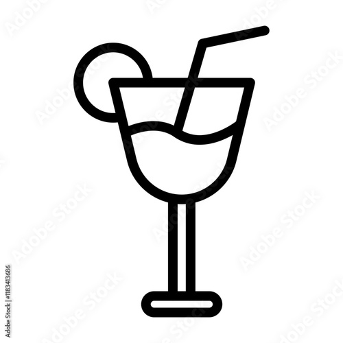 Cocktail Glass Vector Line Icon Design