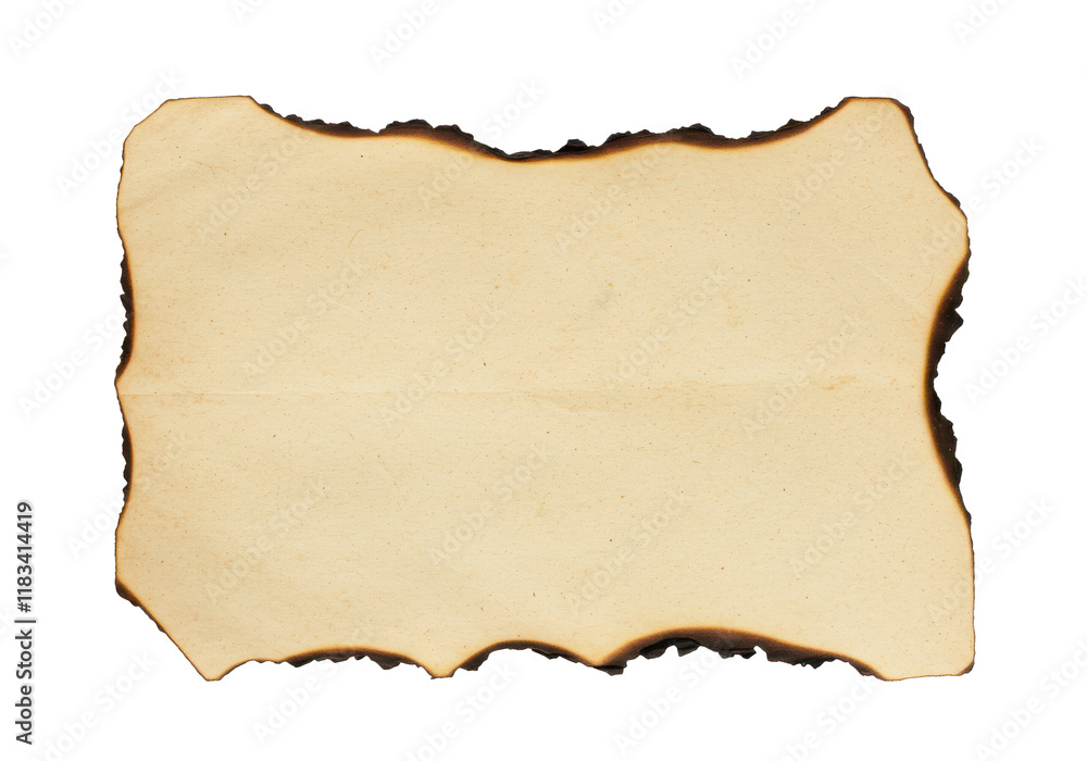 Old paper or map with burnt edges isolated on white background, no depth of field, sharp. Old paper or map with burnt edges isolated on white background, no depth of field, sharp.