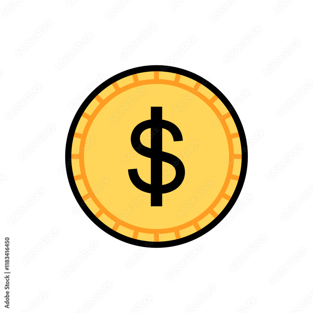 golden dollar coin, business coin icon in transparent background golden dollar coin, business coin icon in transparent background