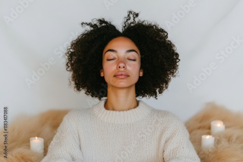 Peaceful Meditation and Mindfulness Practice in Cozy Indoor Space photo