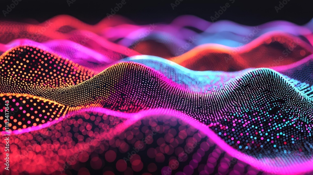 Dots abstract background concept. Vibrant abstract wave pattern with colorful dots creating a dynamic visual effect. Dots abstract background concept. Vibrant abstract wave pattern with colorful dots creating a dynamic visual effect.