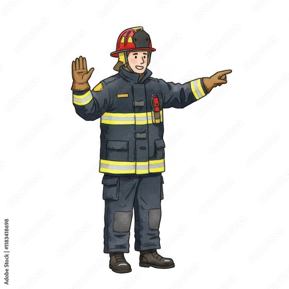 Firefighter Training Drill Demonstration Urban Fire Station Educational Illustration Emergency Response Environment Side View Safety Awareness Firefighter Training Drill Demonstration Urban Fire Station Educational Illustration Emergency Response Environment Side View Safety Awareness