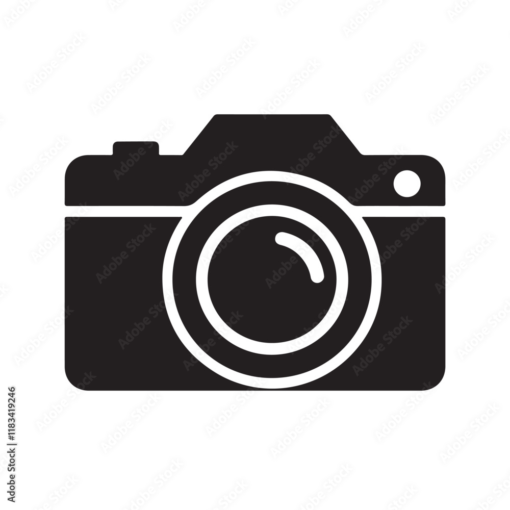 Simple black and white camera icon Simple black and white camera icon