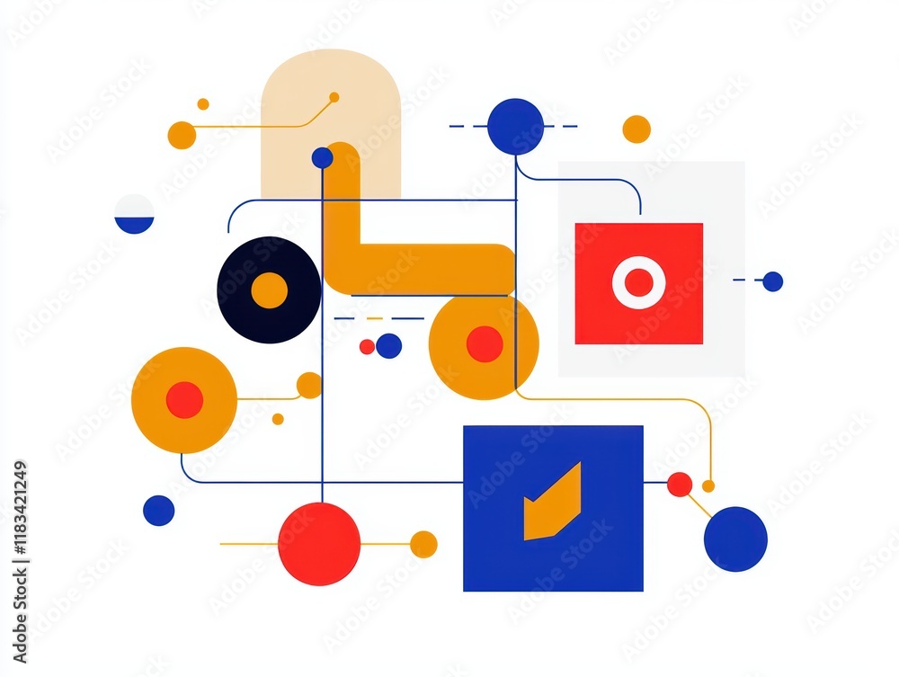 A vibrant abstract design featuring geometric shapes and colorful dots connected by lines, creating a modern digital aesthetic. A vibrant abstract design featuring geometric shapes and colorful dots connected by lines, creating a modern digital aesthetic.