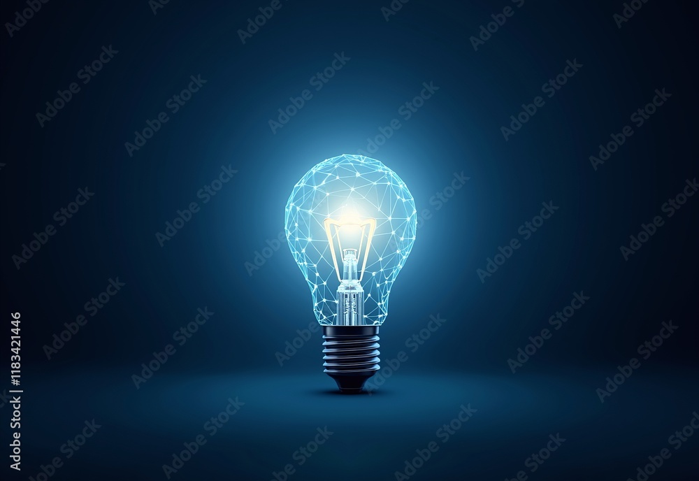 Bright Electric Light Bulb: Exploring the Intersection of AI, Business Success, and Creative Technology Against a Dark Blue Background
