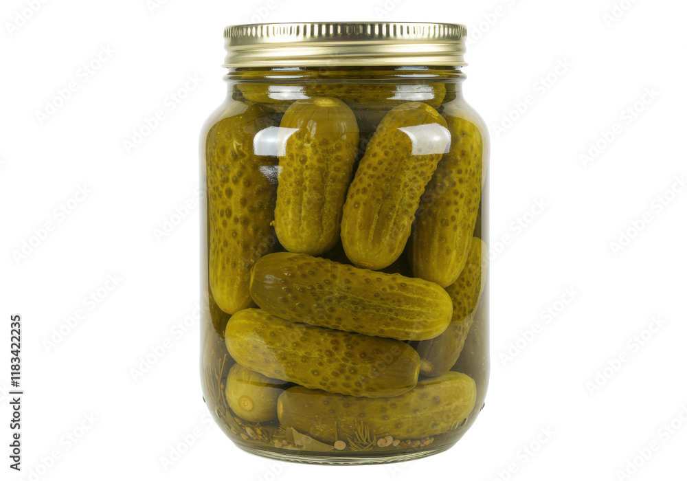 Jar of pickles isolated on white background, no depth of field, sharp. Jar of pickles isolated on white background, no depth of field, sharp.