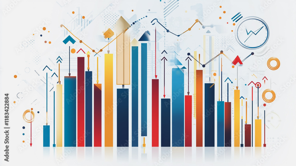 Abstract white background with Colorful charts and graphs with statistics to innovative analyze business potential and forecast future development of companies growth. Abstract white background with Colorful charts and graphs with statistics to innovative analyze business potential and forecast future development of companies growth.