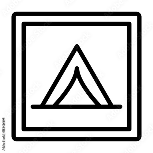Campground Sign Vector Line Icon Design