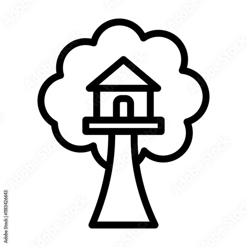 Treehouse Vector Line Icon Design